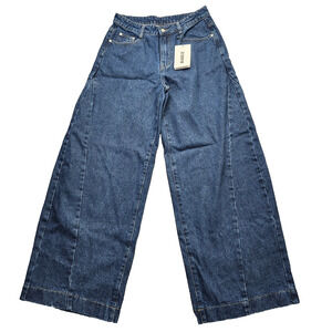 AiiRZ Wide Leg Denim Boyfriend Jeans Solid Color Loose Fit Baggy Jeans sz 29